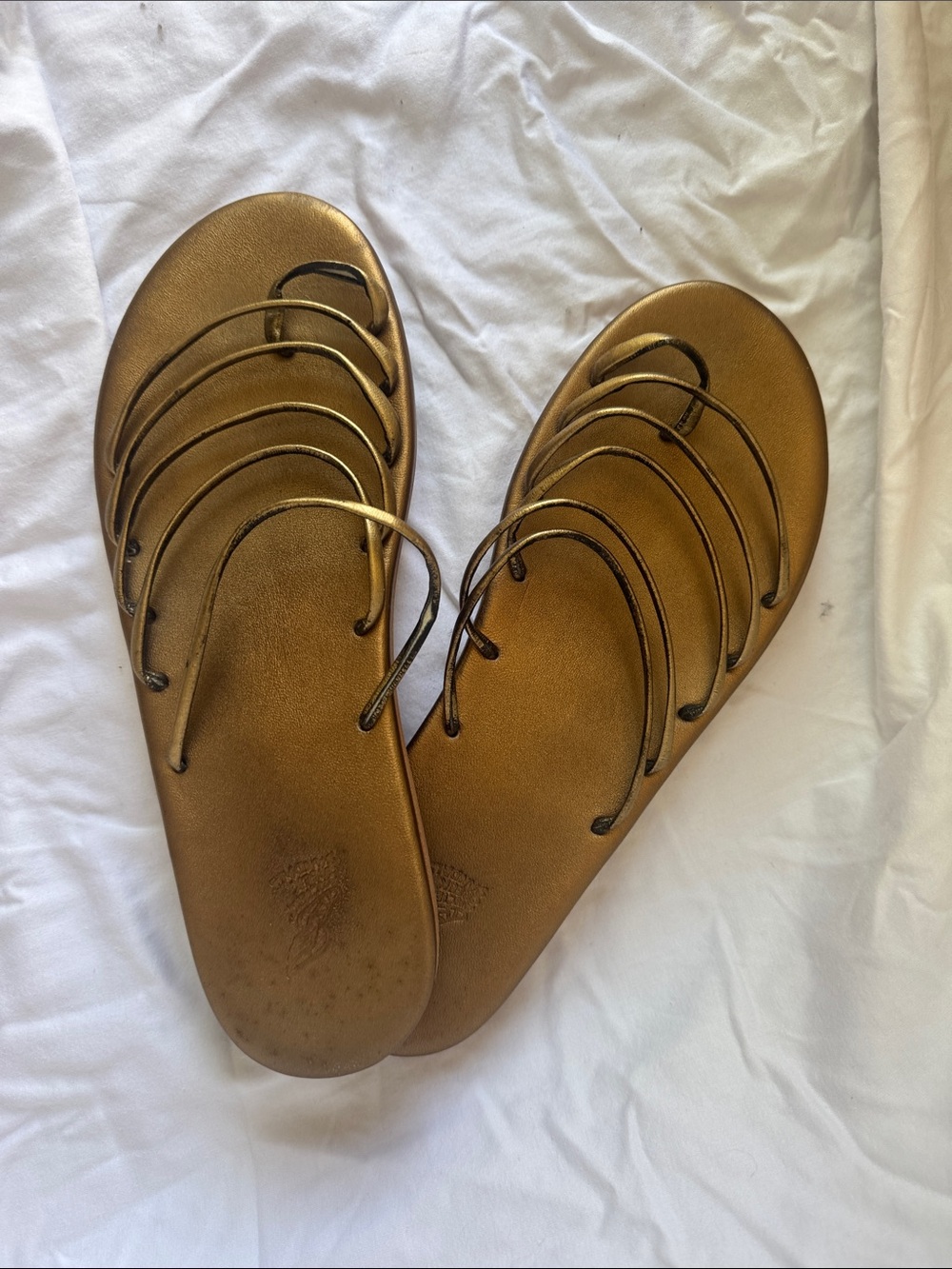 Ancient Greek Gold Women's Strappy Slide Sandals